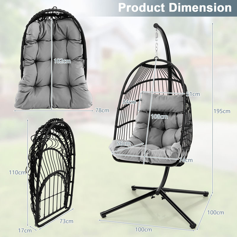 Hanging Swing Hammock W/ Dust Cover Egg Chair with Stand