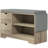Entryway Shoe Bench with Storage Drawer Open Shelf Pocket Grey