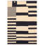 Tapis rayé noir / beige en laine tissé à la main 4 pi 6 po x 8 pi 1 po