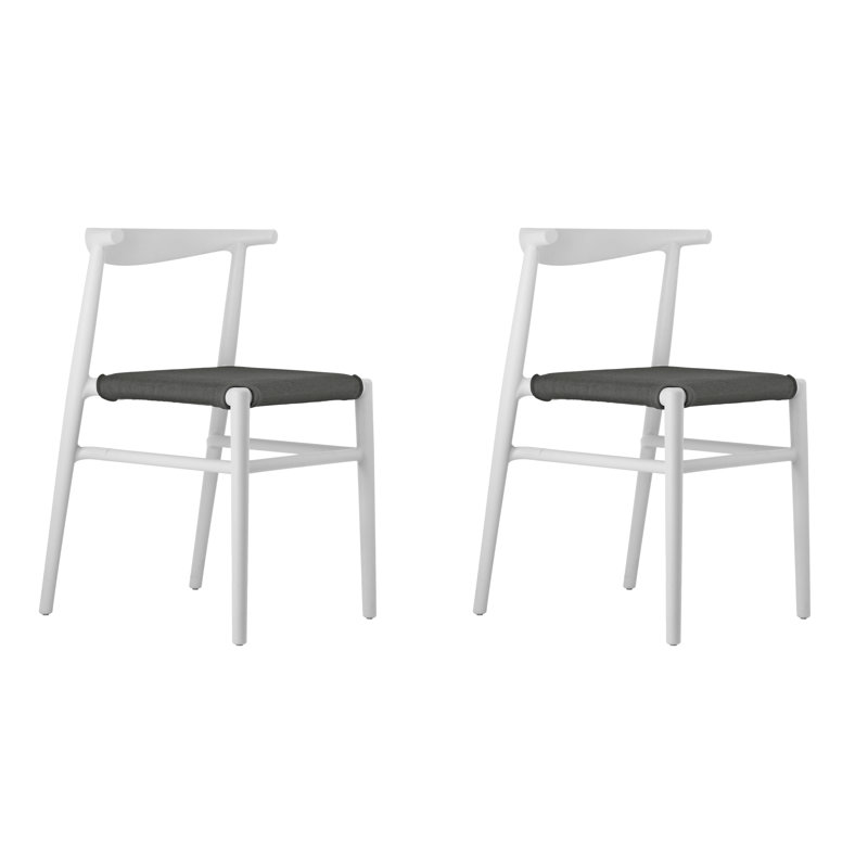 Joi Twenty Stackable Indoor-Outdoor Chair (Set of 2), Anthracite, White