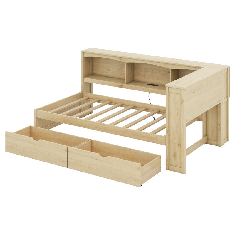 Daybed With Two Storage Drawers, Storage Cabinets And USB Ports