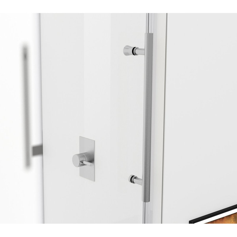 55.47" - 60" W x 76" H Single Sliding Frameless Shower Door, Nickel