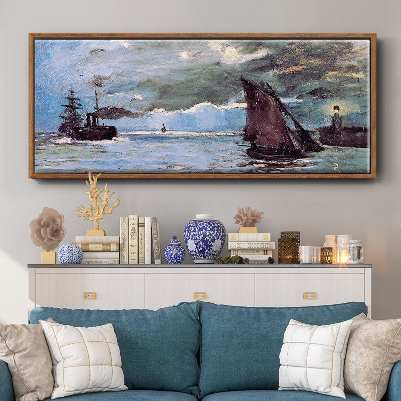 Paysage marin par Monet - toile encadrée, H 20 po x l 50 po