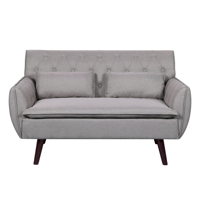 Nicolasa 53.2" Linen Round Arm Loveseat, Light Brown