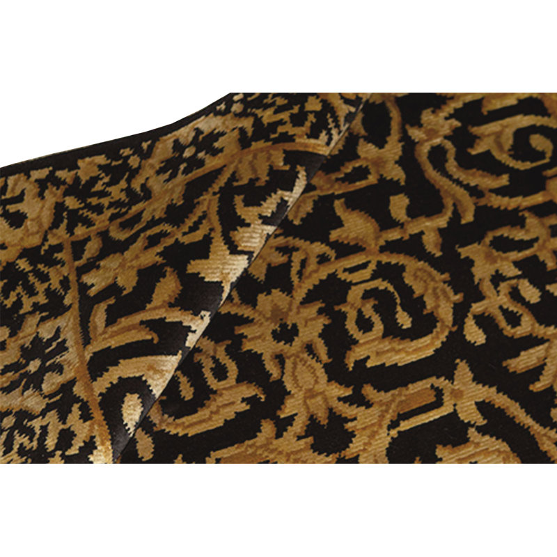 Hand-Knotted High-Quality Black and Gold Area Rug