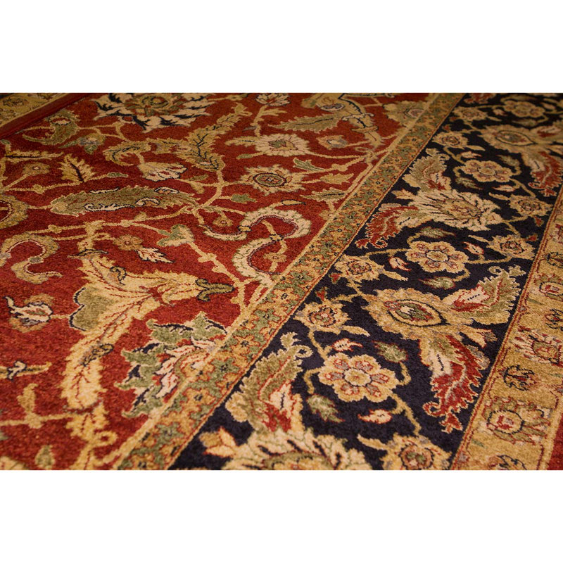 Tapis bleu marine et vin de haute qualité noué à la main