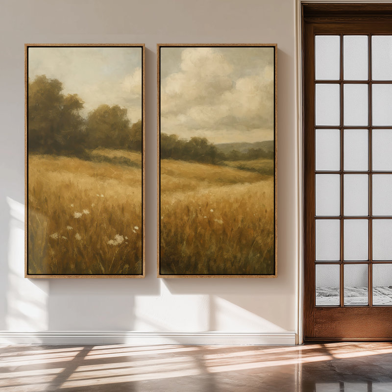 Ensemble de 2 reproductions d'art encadrées sur toile 60 "x 30" x 2 pièces, H 60 po x l 30 po, Naturel