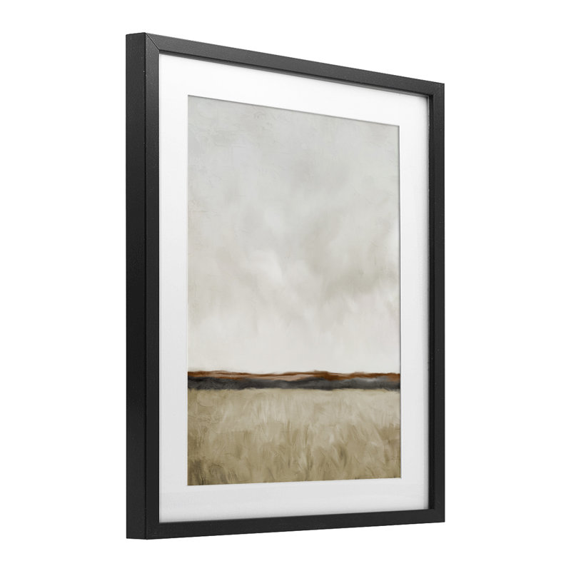 «Distant View in Neutrals», reproduction encadrée sous verre, conception de Kim Allen, H 16 po x l 13 po, Cadre noir minuit