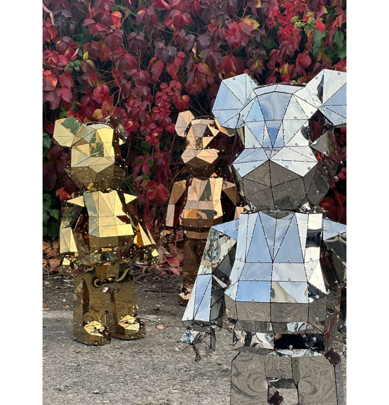 Statue d'ours - Chrome - XXXL, XXXL, Silver