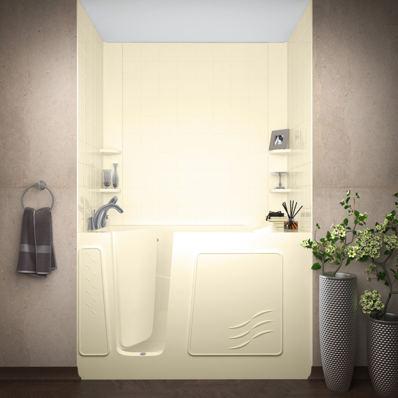 Tucson 60'' x 30'' Fiberglass Bathtub with Faucet, Left, Biscuit