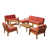 Structure en teck / coussin rouge est en rupture de stock