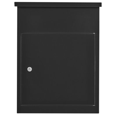 Secure Outdoor Package Delivery Box, 22.95 in Wall-Mount Parcel Drop Box for Porch, Curbside, and Home Storage, Lockable and Weather-Resistant Metal Mailbox, Black