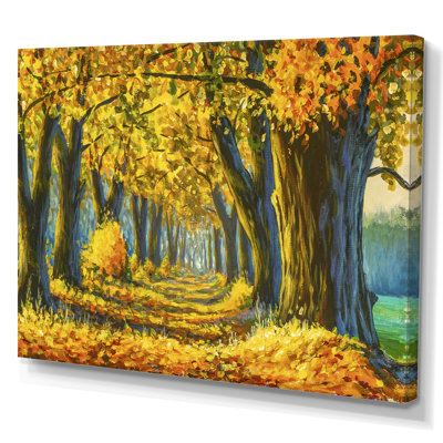 «Sunny Autumn Forest Landscape II», reproduction sur toile flottante