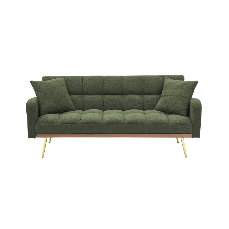 Canapé-lit ajustable de 69 pouces en vert, pour le confort des petits espaces et la chambre à coucher, Green