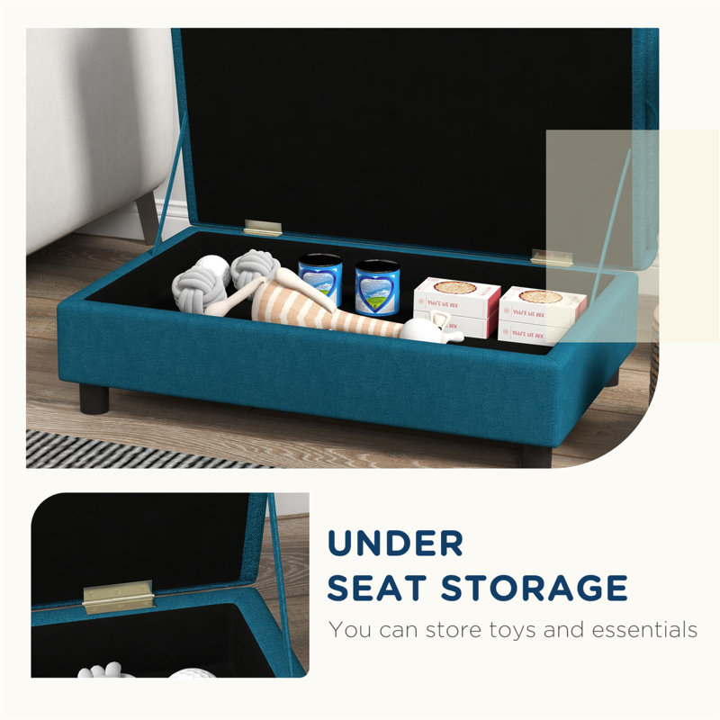 Blue Velvet Elevated Pet Sofa with Hidden Storage