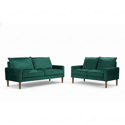 Modern  Velvet Upholstered Loveseat Sofa, Solid Wood Frame Coil Spring Cushioned Compact 2-Seater Couch