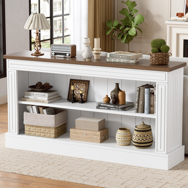63-Inch Console Table, Farmhouse 3-Tier Entryway Table, Console Tables For Entryway