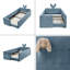 Lit plateforme tapissier simple avec tête de lit mignonne en forme d'oreille de lapin, avec barre de sécurité et poche, tissu bouclé-679440691