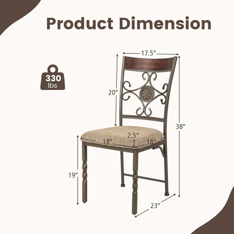 August Grove® Set Of 2 Dining Room Chairs Armless Kitchen Chairs Set With Seat Cushion