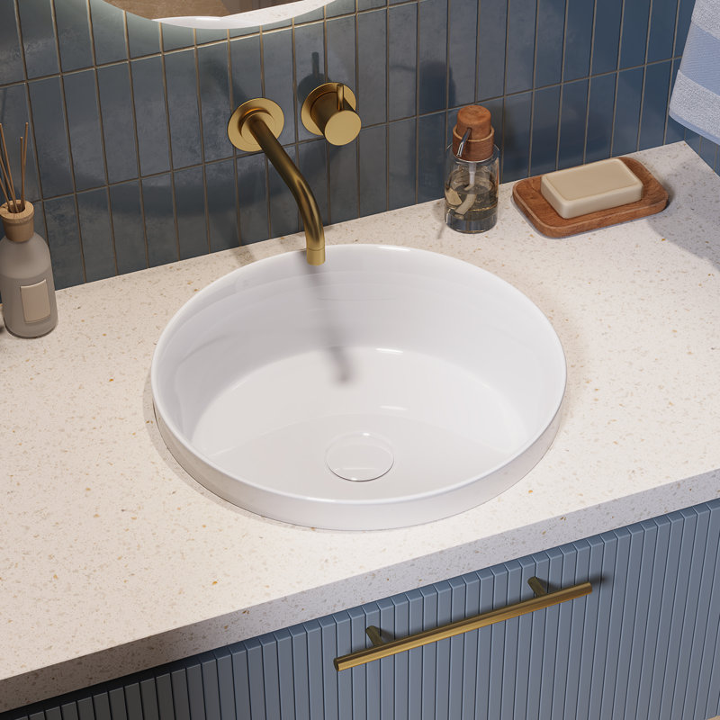 Round 15.75" Ceramic Wall-Mount / Vessel Bathroom Sink