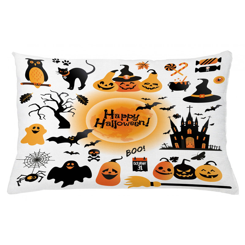 Housse de coussin lombaire intérieur/extérieur halloween, 16 po x 26 po