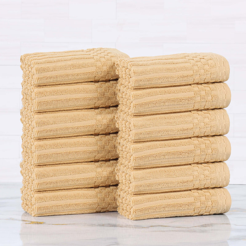 Collection de serviettes en coton Soho Spa, Paquet de 12 serviettes de toilette, Doré