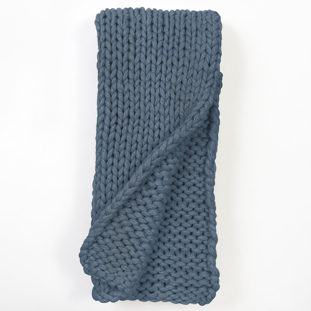 Estiva Cable Knit Throw Blanket, Peacock