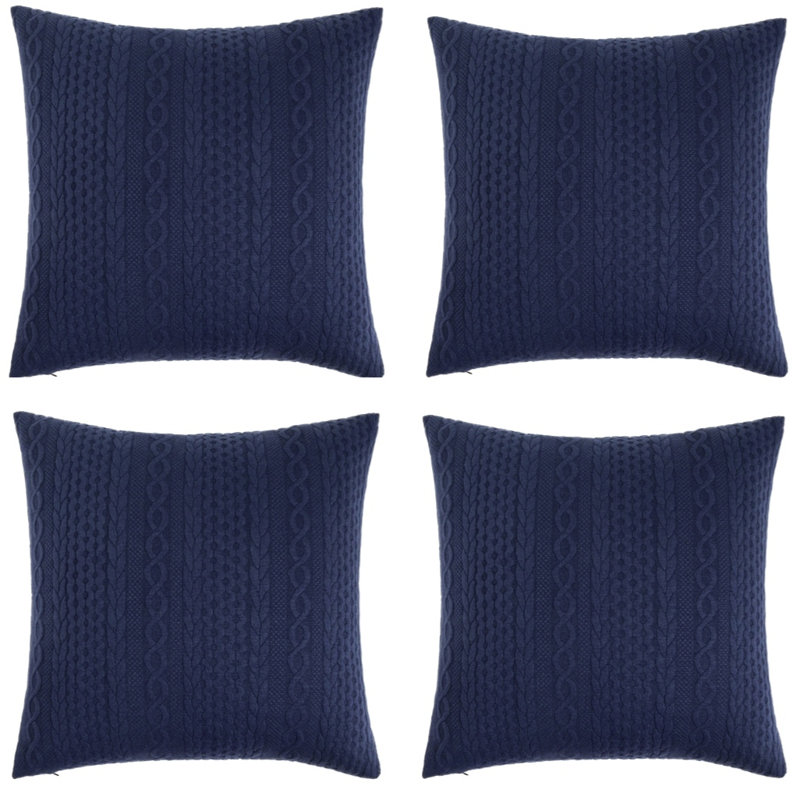 Jeté carré Knit Collection with Geometric pattern, 18 po x 18 po, Bleu marine