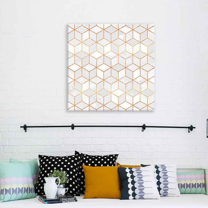 " White Cubes " by Elisabeth Fredriksson, 26" H x 26" W x 1.5" D, Wrapped Canvas, No Mat