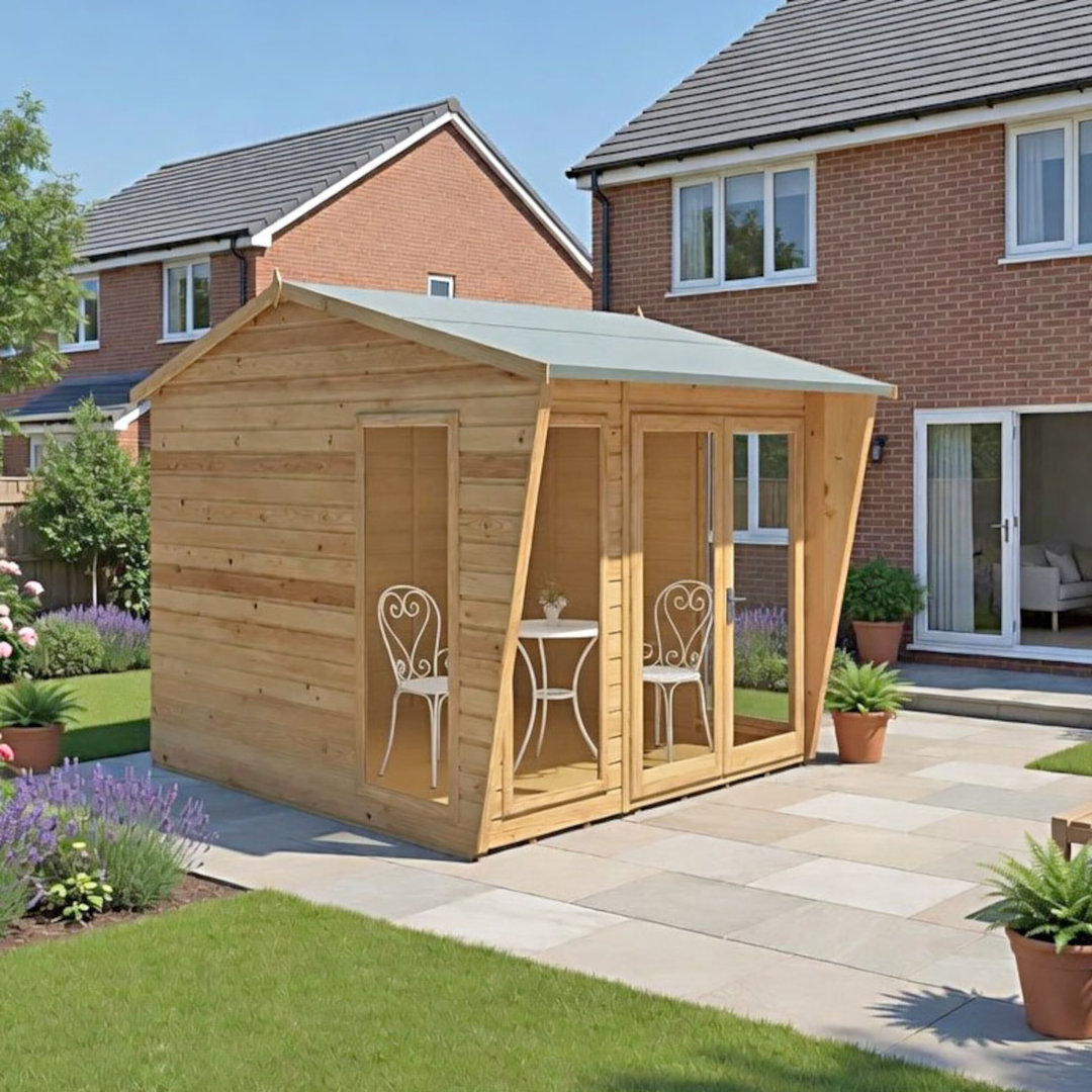 Shire Burghclere Summerhouse 8ft x 8ft - Honey Brown Pine - Modern Garden Room with Canopy & Mortice Lock - Image 2