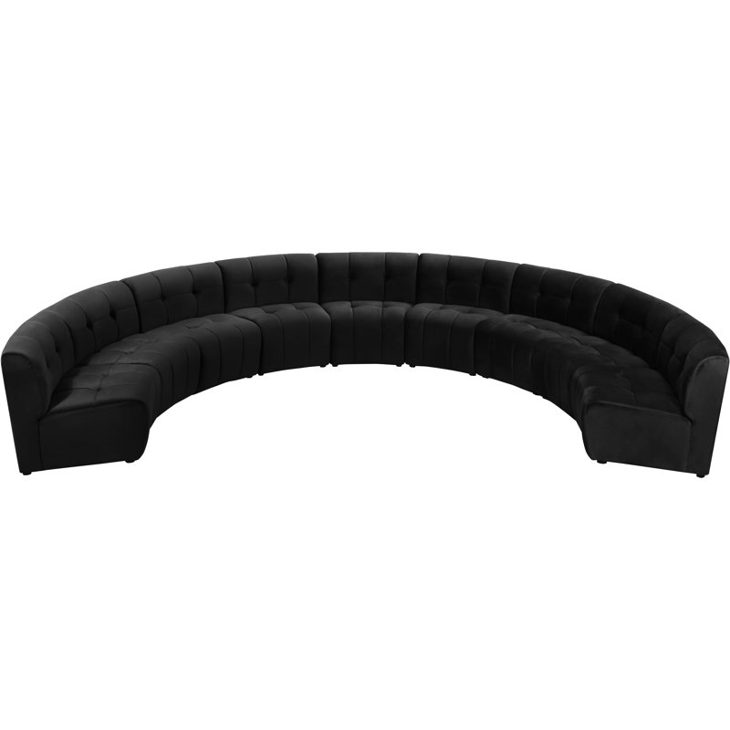 Canapé modulaire de coin symétrique en velours de 173 po de largeur Jedson, Velours noir