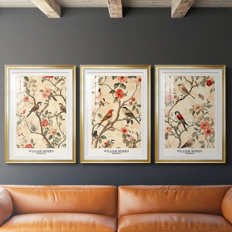 Ensemble de 3 pièces de la série W3 de la série L III de William Morris, H 21 po x l 30 po, Doré