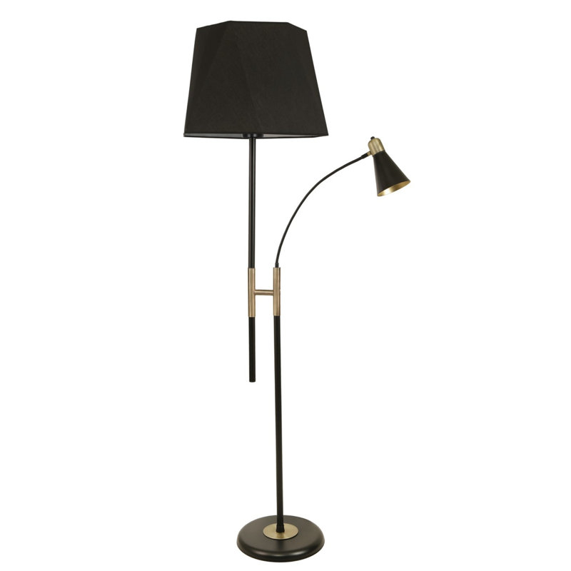 Raymer 165cm Torchiere Floor Lamp, Black, Black
