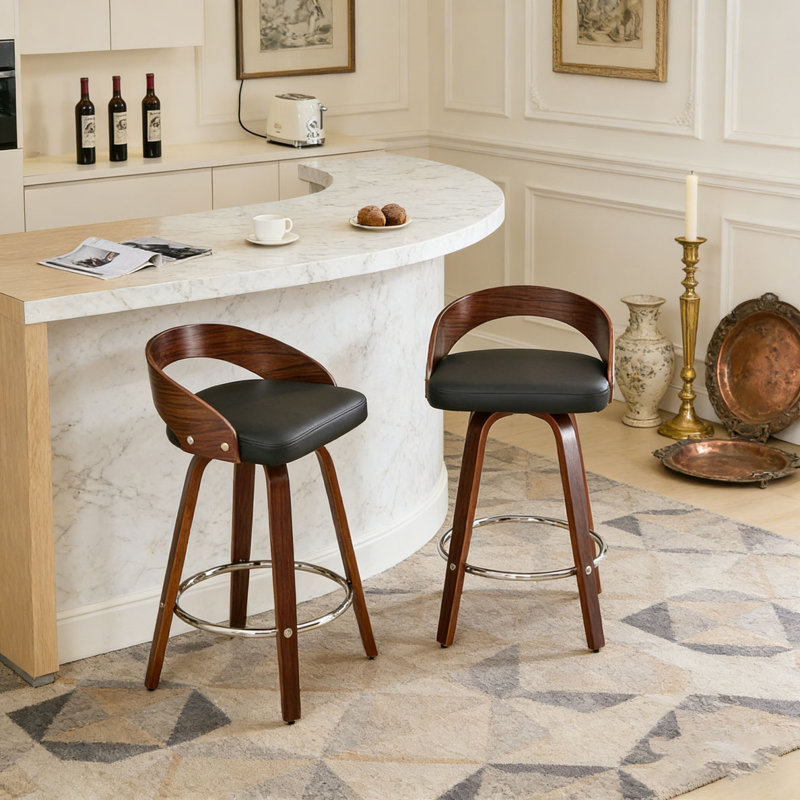 Ensemble de 2 tabourets de bar, Polyuréthane noir
