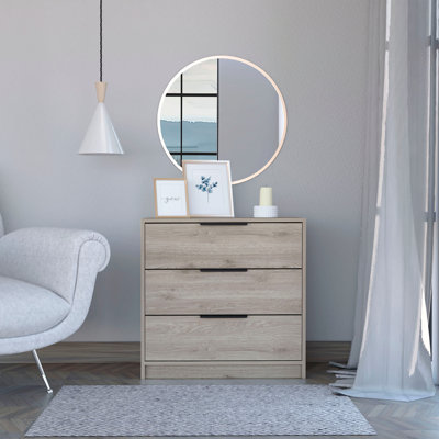 Commode 3 tiroirs, plateau supérieur - gris clair
