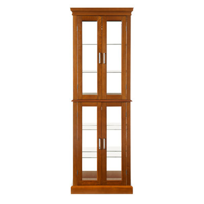 Cherry Wood Curio Cabinet With Internal Lighting & 4 Adjustable Shelves Lighted 6 Tier Magnetic Hardware - Finish by Ivy Bronx
