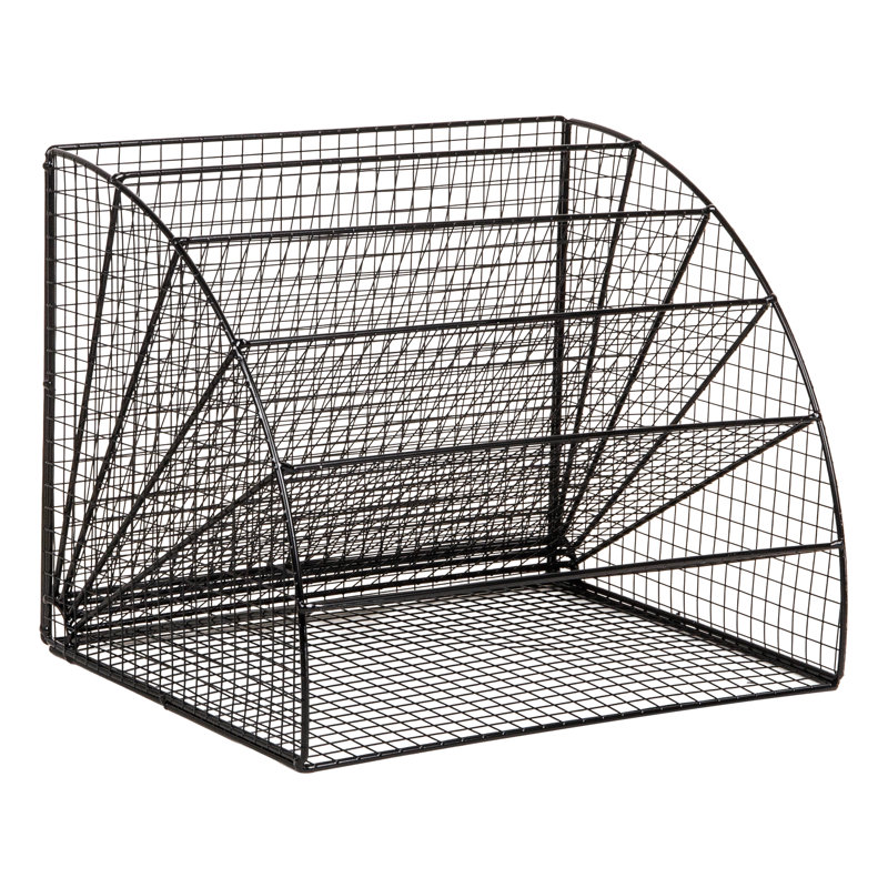 Mind Reader 6 Tier Fan Shaped Desktop File Organizer, Large Capacity Wire Document Holder for Office or Home, Black