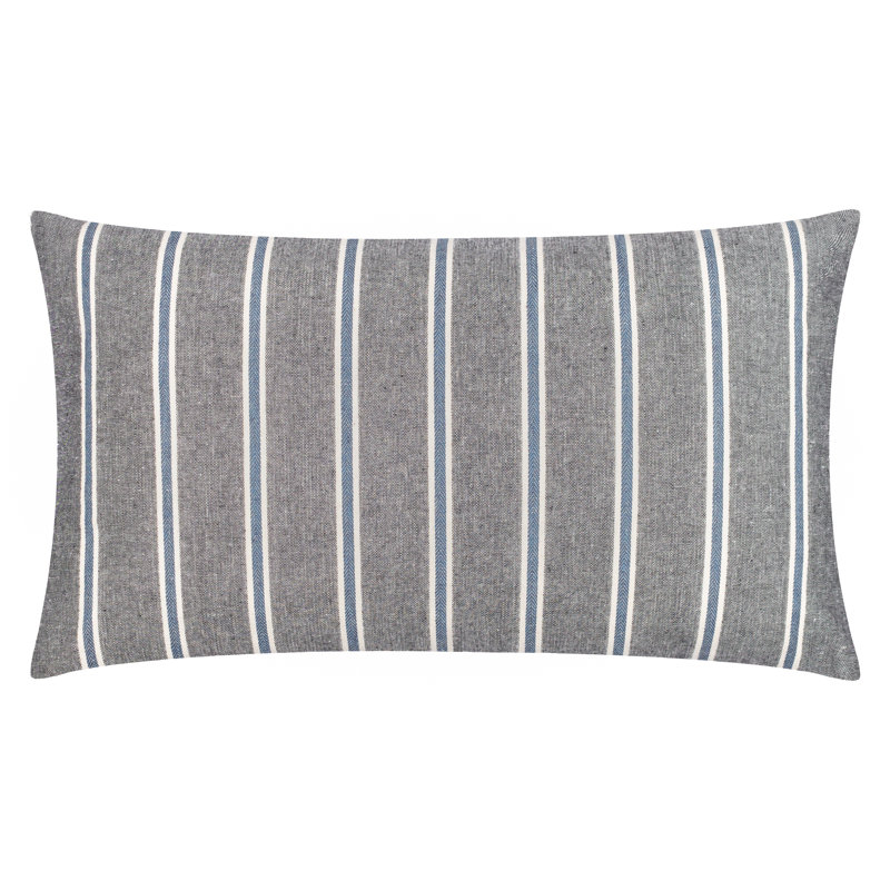 Ashritha Striped Cushion, Navy, Rectangle 30cmH x 50cmW