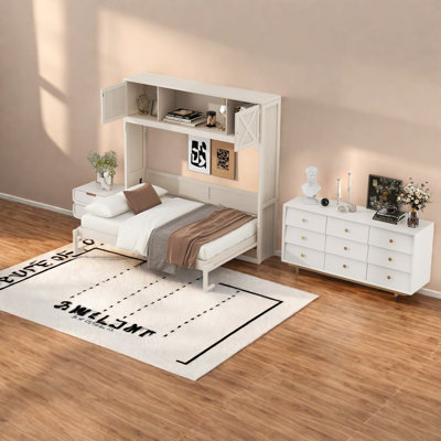 Lits peu encombrants avec rangement, lit escamotable rustique en bois et panneau de fibres à densité moyenne pour la maison