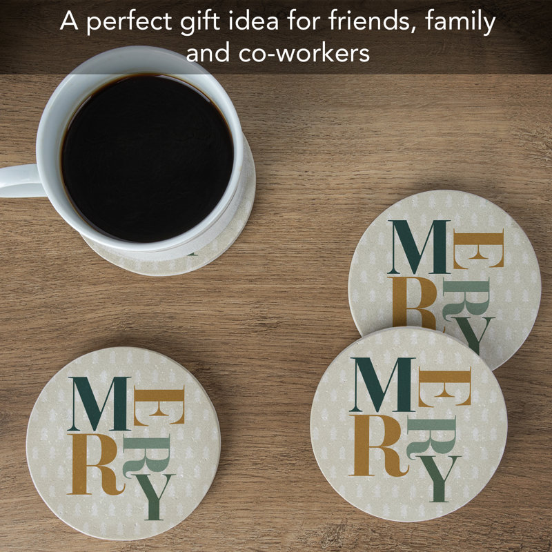 Ensemble de 4 sous-verres ronds en grès naturel Merry