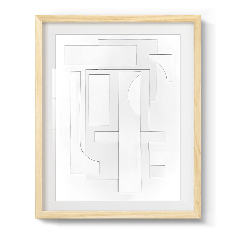 «White Geometric I», reproduction encadrée, Papier encadré naturel, Oui
