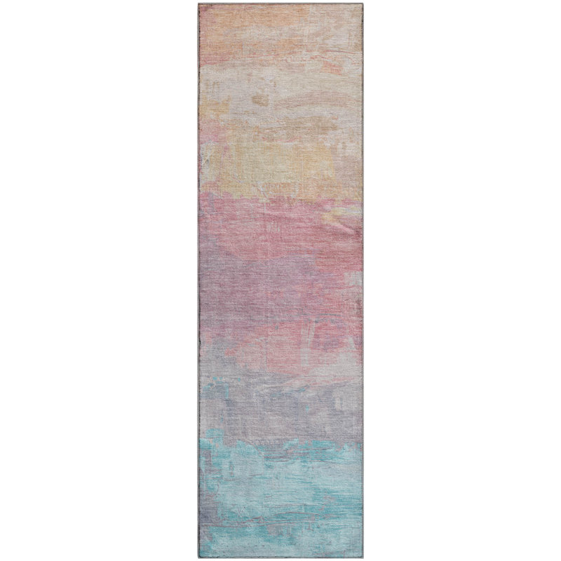 Premium Machine Washable Sykora AMF1473 Abstract Rug, Runner 2'3" x 7'6"
