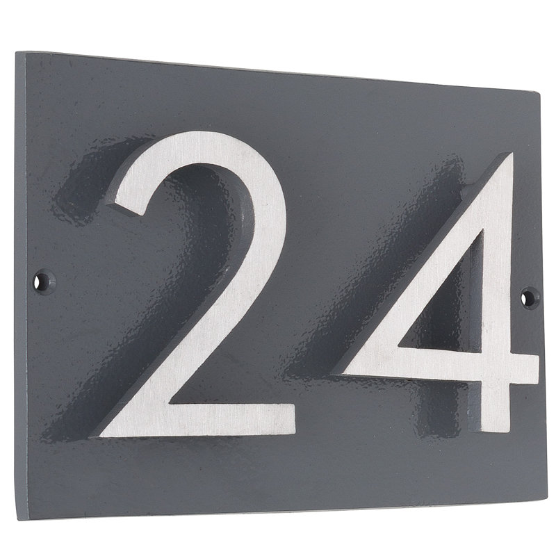 Plaque d’adresse murale sur 1 ligne flottante, Nickel satiné deux tons, Oui, Gris