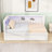 Svojas Twin Size Linen Upholstered Daybed with USB Ports,LED,Shelves and Twin Trundle-111958420
