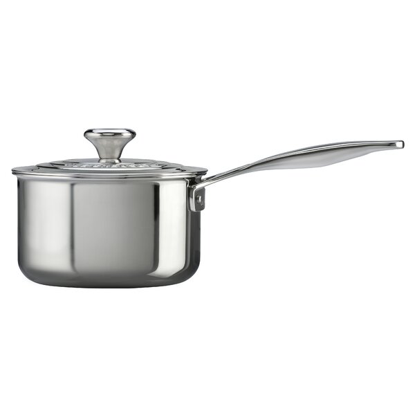 Le Creuset Tri-Ply Stainless Steel 4 Quart Saucepan with Helper Handle