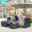 Ensemble de conversation modulaire pour patio 3 personnes avec coussins, mobilier de patio, bleu marine