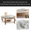 Table basse ronde en bois avec plateau en verre, table centrale circulaire en bois massif avec pieds incurvés et plateau en verre trempé amovible, table basse pour le salon, espace restreint, assemblage facile