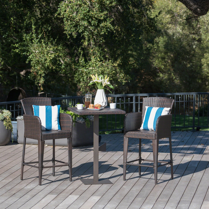 Ariez 2 - Person Wicker Patio Dining Set with Square Table