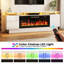 Meuble TV Aleila 70 po avec foyer électrique 40 po, console multimédia moderne à 2 niveaux pour salon, placards de rangement laqués brillants avec éclairage DEL, compatible avec les téléviseurs jusqu'à 80 po-913963289-913963291