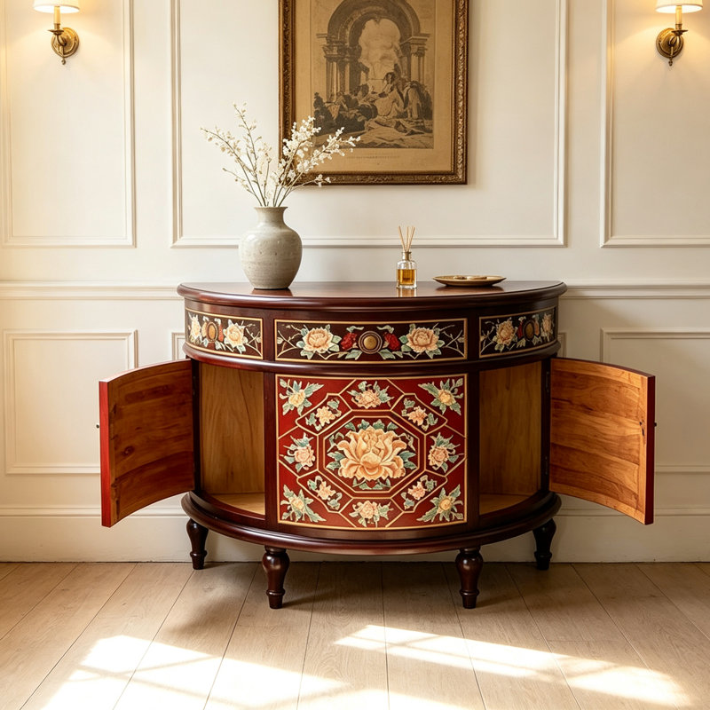 buffet peint semi-circulaire de style américain